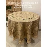 Linen Round Table Cloth 180 cm Alas Meja Bulat