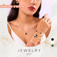 6-Piece Set Including Clover Leaf Jewelry (Bracelet Ring Bangle Bracelet Earrings) Fashion Women