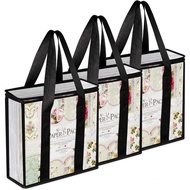 Penyusun Penyimpanan Kertas Scrapbook, 3 Pek Folio Kertas Mengembang Berwarna Hitam Jernih, Penyusun