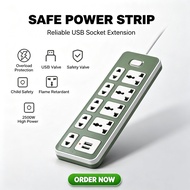 Power Strip Extension Cord with Switch,Universal Socket and USB Charging Ports Home Power Supply Boa