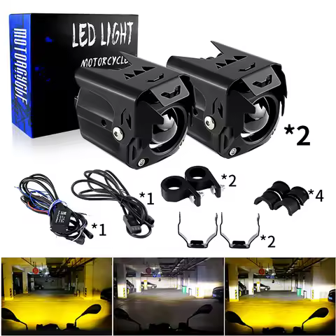 1Set Motorcycle Light Auxiliary Spotlight 6000K/3000K Super Bright For BMW YAMAHA Suzuki Ducati Hond