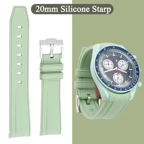 silicone curved Watchband for Swatch x Omega MoonSwatch Watch Accessories Seamaster 300 Seiko 20mm W