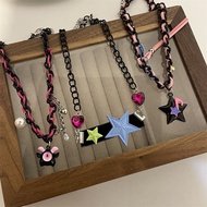 Sweet Cool Style Colorful Multi-Layer Chain Star Pin Little Devil Necklace Niche y2k Clavicle Chain