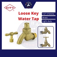 CITY 1/2" 15mm Brass Loose Key Water Tap Removable Key Brass Bib Tap Pipe Bibtap Kepala Paip Tembaga