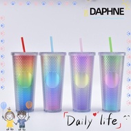 DAPHNE-HOME Diamond Studded Cup, 1000ml Plastic Straw Water Bottle,  with Straw Party Supplies Starbuck Cup Travel Fitness