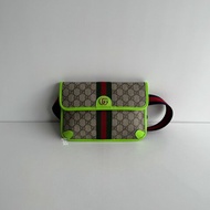閒置新🫰🏻 Gucci 古馳 Ophidia GG 螢光綠印花皮革腰包