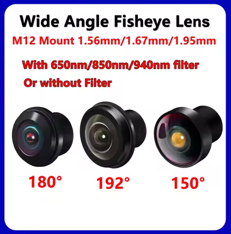 ELP Wide Angle Fisheye 192/180/150 Degree M12 Mount Lens with 650nm/850nm/940nm IR Filter CCTV Lens