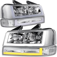 DNA MOTORING U-Style LED DRL Headlight+Parking/Turn Lamps Set Compatible with 03-14 Express/Savana 1