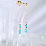 天河石歐美風簡約垂墜耳環 耳釘 | 靈氣開運小物 正能量 助溝通