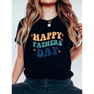 Women's Funny Father's Day Shirt - Happy Fathers Day From Son - Black T-Shirt with Happy Fathers DAY
