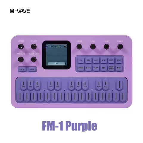 M-VAVE FM-1 (SK15) Purple FM Synthesizer β 6 Operators, 32 Algorithms, 128 Presets, 27 Keys, Built-i
