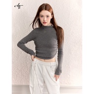 [July 28 New Product] AFF FREEDOM Wool Inner Half High Neck Slim-fit Long-sleeved Knitted Sweater Ba