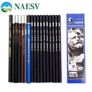 NAESV 12Pcs Sketch Pencils Black Pencils Professional 3B 4B 5B 6B 12B 14B Soft Charcoal Art Statione