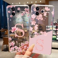 Phone Case For Xiaomi Redmi K80 / K80 Pro Case Flower Letter Transparent Slim Soft TPU Silicone Cove