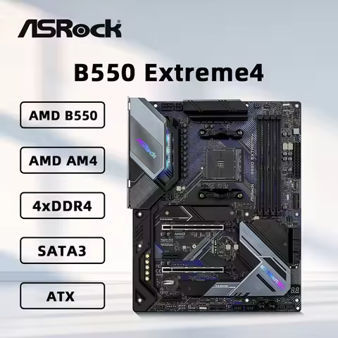 ASRock B550 EXTREME4 Motherboard Support AMD Ryzen 7 5800X3D 5700X3D R5 5600X3D CPU AMD B550 Chipset