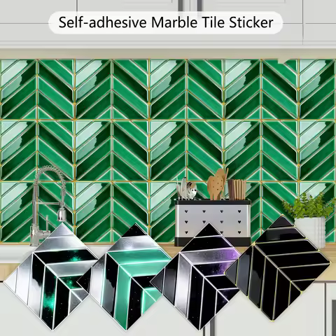 14 Styles 2D Modern Luxury Style Herringbone Splicing Marble Tiles Wall Sticker Kitchen Backsplash W