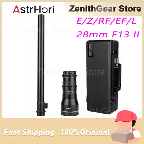 AstrHori 28mm F13 II 2X Magnification 360° Rotating/Straight Full Frame Probe Lens with LED Light fo