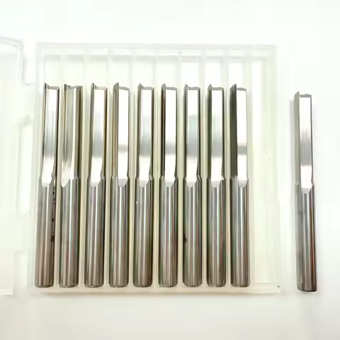 10pcs 2A 3.175x3.175x17/22mm Two Flutes Straight Slot Bit Wood Cutter CNC Solid Carbide Two Double F