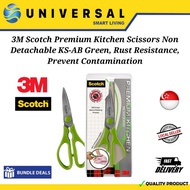 [SG SHOP SELLER] 3M Scotch Premium Kitchen Scissors Non Detachable KS-AB Green, Rust Resistance, Pre