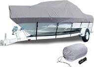 AMGJ Boat Cover 300D Oxford Fabric Waterproof and UV Protection Boat Protection Tarpaulin, Grey, 21 