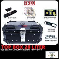 TANKER 28L LITER TOP BOX HEAVY DUTY ALUMINIUM IMPORT INCLUDE MONORACK BASEPLATE FOR RS RSX LC Y15 Y16 SYM AND MORE