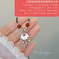 S999S999 Pure Silver Jewelry Ping An Longevity Lock Necklace 足银饰平安长命锁项链:轻奢,,银锁骨链吊坠