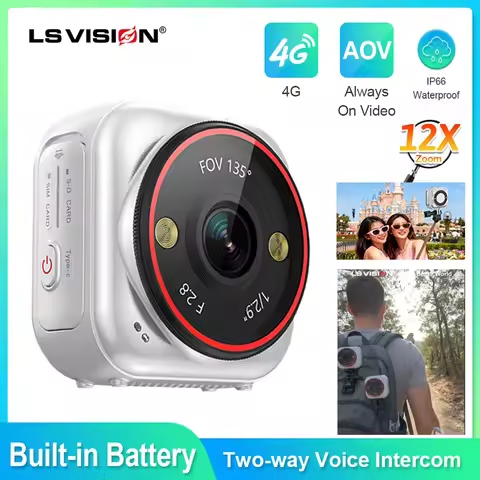LS VISION Motorcycle Camera Mini Live 7/24 Ai Recorder 4G Action Sport Cam Pocket Bicycle Vlog Pet B