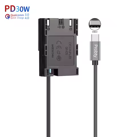 Type USB C To LP-E6 LP-E6N Dummy Battery DC Power Adapter For Canon EOS 5D 6D 7D 90D 80D Mark II III
