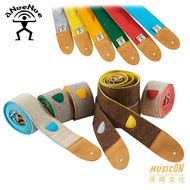 A aNueNue Guitar Strap Linen Handmade Wool Felt Bird Accessories Electric Bass