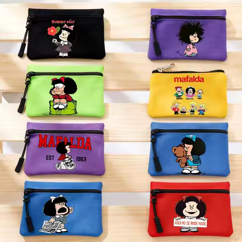 MAFALDA BOY Coin Purse Cute Notes Mini Zipper Wallet Portable Money Storage Coin Cards Moneybags Col