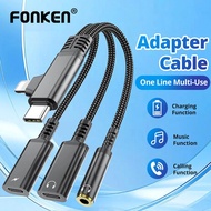 4 in 1 Audio Adapter Cable  Fast Charging Type C Male To Dual Type C 3.5MM Female Converter Cable fo