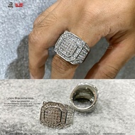 แหวนA Diamond Silver เลสเงิน เพชรเงิน เพชรCZ Hiphop  แหวนเท่ๆ แหวนผู้ชาย แหวนแฟชั่น แหวนสแตนเลส สแตน