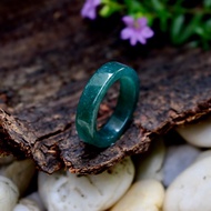 Blue Jade Ring Narrow Front Pipe Shape Size 58 mm.