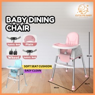 FOLDABLE & PORTABLE With Wheel Baby Dining Chair High Chair Baby Chair Adjustable / BABY DINING CHAI