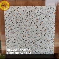 Keramik Lantai Kasar Matt Drop Teras Garasi Motif Terazzo 40x40 Platinum White