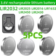 5PCS LIR2032 LIR2016 LIR2025 LIR2430 LIR2450 LIR1632 3.6V Rechargeable Lithium Battery Replaces CR20
