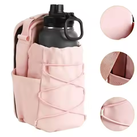 Magnetic Water Bottle Sling Bag Adjustable Large Capacity Gym Bottle Bag Waterproof with Shoulder St
