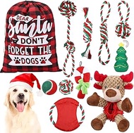 Abbylike 11 Pcs Christmas Dog Toys Dog Christmas Stocking Gifts Washable Colored Cotton Rope Puppy C