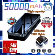 100%Original Powerbank 50000mah 2.1A Mirror Digital Display LED Lights Micro Type-c  Android USB