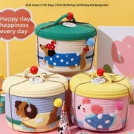 Cotton Woven Storage Box Desktop Cute Dopamine Office Storage