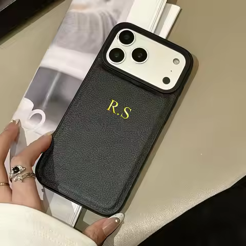 Personalized Luxury Faux Leather Custom Name Case for iPhone13 14 15 16 17 18Pro Max Plus Air Hot Go
