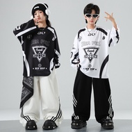 Street Dance Children's Trendy Clothing hiphop Children's Clothing Drum Black White Performance Clot