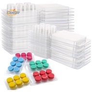 【caesarA8】150 Pack Wax Melt Clamshells Molds, 6-Cavity Clear Empty Plastic Round Shape Square Wax Me