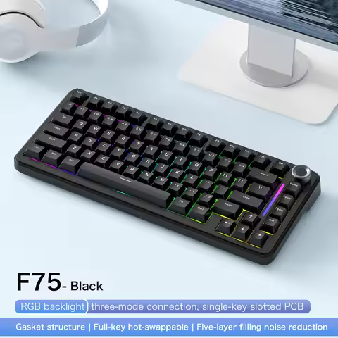 75% Hot Swap Gaming Keyboard Wireless FREEWOL F75 RGB Mechanical Keyboard with Metal Knobs AULA F75 