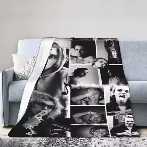 Jamie Campbell Bower Photo Collage Flannel Blanket Warm Throw Blanket for Home Decor Travel Bedsprea