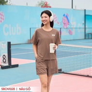 Đồ bộ nữ CARDINA cotton đùi thể thao phối kẻ 5BCN10
