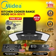 SYK Midea MCH-90V71 Cooker Hood and Hob Set Kitchen Appliances Gas Stove Penyedut Asap Dapur Free Gi