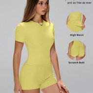 Loose Pocket Shorts + Cropped T-Shirt, Squat-Proof, Hidden Side Pockets, 4-Way Stretch Fabric, Comfo