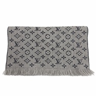 成色極佳 ▼LOUIS VUITTONM70932 經典 Monogram 羊毛圍巾，灰色，義大利製造，正品，男士