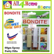 60gm BONDITE Epoxy Putty Filler Gap Filler Cement Filler WHITE